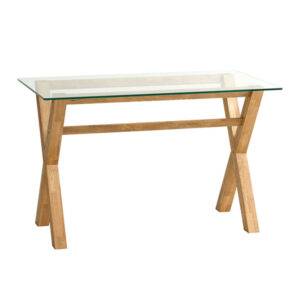 The Dalbostore Ltd AGERBY Decorative Table Oak Wood Glass